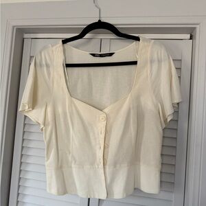 Zara Off-White Button-Up Blouse